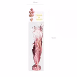 Ambalajul suportului cu greutate pentru baloane auriu roz, indicand dimensiunile pachetului de 50 cm inaltime si 13 cm latime.