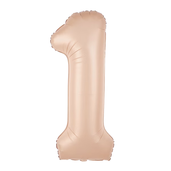 Balon din folie in forma de cifra unu culoarea bej mat satinat dimensiune 100 centimetri.