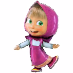 Balon Folie Masha 80 cm Masha si Ursul Balon din folie metalizata decupat in forma figurinei Masha din desenele animate Masha si Ursul, purtand traditionala rochita roz cu batic, dimensiune 80 cm.
