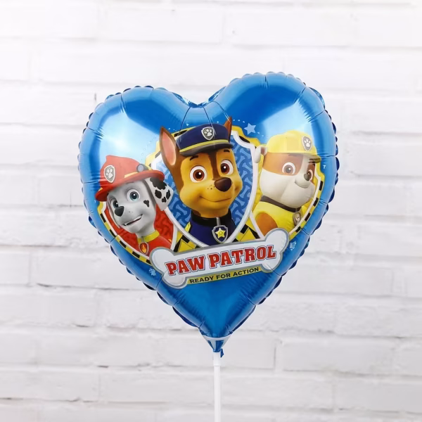 balon folie inima patrula catelusilor 45 cm Balon din folie metalizata in forma de inima albastra, decorat cu personajele Chase, Marshall si Rubble din desenul animat Patrula Catelusilor, dimensiune 45 cm.