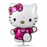 Balon Folie Pisica Hello Kitty 70 cm Balon gigant din folie metalizata sub forma personajului Hello Kitty, purtand o funda roz cu buline albe si o rochita roz metalizat, dimensiune 70 cm.