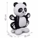 Schema cu dimensiunile balonului airwalker panda, indicand inaltimea de 42 cm, latimea de 35 cm si baza de 17 cm.