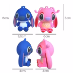 Prezentarea dimensiunilor pentru setul de 2 figurine 3D Stitch si Angel: 6 cm inaltime, 5.5 cm/6 cm latime.