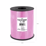Detalii tehnice si dimensiuni pentru rola de panglica din rafie roz marca PartyPal, indicand 9.5 cm inaltime si 8.5 cm latime a rolei.