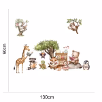Dimensiunile exacte de 130x90 cm pentru autocolantul de perete cu animale citind.
