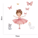 Dimensiunile exacte de 80x70 cm pentru autocolantul de perete cu balerina.