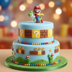 Figurină 3D 2 în 1 pentru topper tort, reprezentându-l pe Mario zburând călare pe dragonul verde, din silicon moale.