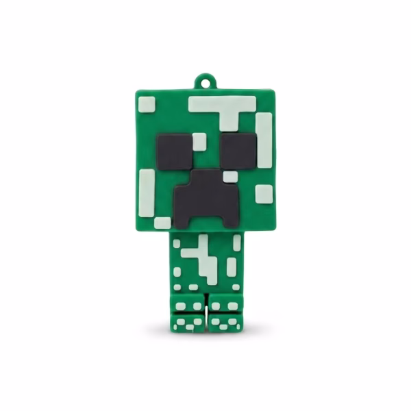 Figurină 3D pentru tort din cauciuc siliconic, reprezentând faimosul monstru Creeper din Minecraft, de culoare verde cu detalii pixelate caracteristice.