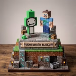Set de 2 figurine 3D decor tort din cauciuc siliconic, reprezentând faimosul personaj verde Dream (cu smiley face) și pe Steve.