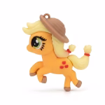 Figurină 3D pentru tort din cauciuc siliconic, reprezentând personajul Applejack (ponei portocaliu cu coamă blondă și pălărie maro).