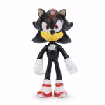Figurină 3D pentru tort din plastic necasant, reprezentând personajul Shadow din seria Sonic, de culoare neagră cu detalii roșii și mănuși albe.