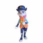 Figurină 3D pentru tort din cauciuc siliconic, reprezentând personajul Judy Hopps din Zootopia în uniformă de agent de circulație, ținând un carnețel de amenzi.