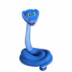 Figurină 3D din cauciuc siliconic pentru topper tort, reprezentând un șarpe de culoare albastră cu gâtul ridicat și expresie comică.