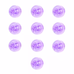 10 capsule mini LED pentru baloane, avand carcasa din plastic transparent cu o usoara tenta violet, pregatite pentru a fi introduse in baloane.
