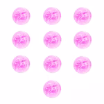 10 capsule mini LED pentru baloane, avand carcasa din plastic transparent cu o usoara tenta roz, pregatite pentru a fi introduse in baloane.