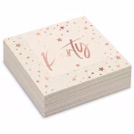 set 20 servetele party rose gold 33x33cm Pachet de servetele de hartie elegante pentru petrecere, imprimate central cu textul Party in nuanta rose gold, decorate cu stelute si buline.