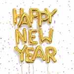 set baloane happy new year aurii 35 cm Aranjament suspendat din baloane folie metalizata aurie formand mesajul Happy New Year, decor ideal pentru petrecerea de Revelion.