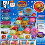 Afis de prezentare care pune accent pe efectul surpriza si evidentiaza modelul exclusivist de squishy dumpling auriu cu sclipici.