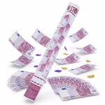 Tun Confetti Bani Euro 60 cm Tun de confetti actionat cu aer comprimat avand dimensiunea generoasa de 60 cm care lanseaza hartii printate cu aspect de bancnote de 500 de euro.