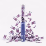 Tun Confetti Bani Euro 40 cm Tun de confetti actionat cu aer comprimat avand dimensiunea de 40 cm cu sectiune superioara transparenta care lanseaza hartii printate cu aspect de bancnote de 500 de euro.