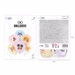 Ambalajul original al setului de sase baloane cu catei indicand denumirea cute puppies si dimensiunea de 30 de centimetri