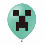 Balon verde deschis menta de 30 centimetri cu imprimeu pixelat Creeper specific jocului Minecraft