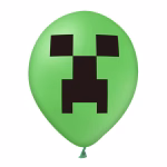 Balon verde clasic cu fata pixelata de Creeper din universul jocurilor video
