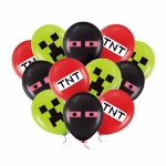 Set 12 Baloane Minecraft Colorate 30cm Buchet de 12 baloane colorate cu tematica Minecraft incluzand fete de Creeper Enderman si blocuri TNT