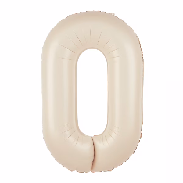 Balon din folie gigant cifra 0 nuanta white sand mat ideal pentru decoruri boho chic si umflare cu heliu