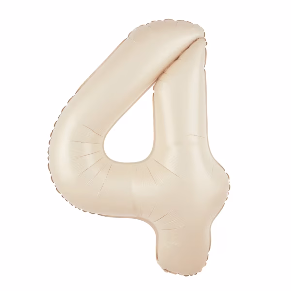 Balon gigant din folie cifra 4 white sand conceput pentru a pluti maiestuos cu heliu in decoruri boho