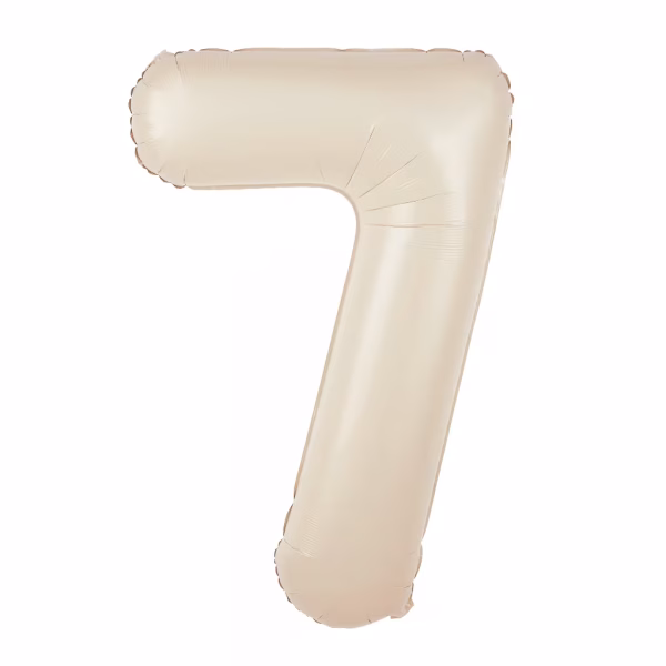 Balon din folie cifra 7 white sand de 100 centimetri perfect pentru a completa un decor pastelat in tonuri calde