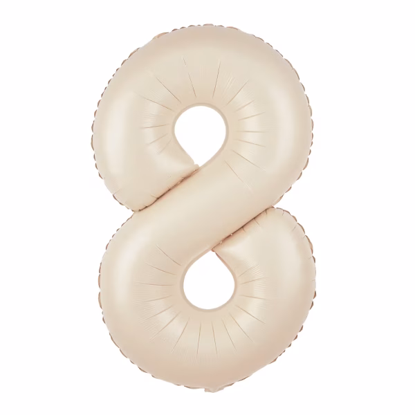 Balon gigant din folie cifra 8 nuanta white sand potrivit pentru a marca aniversari importante in stil minimalist