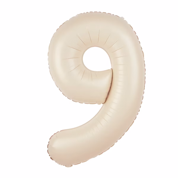 Balon din folie cifra 9 white sand de 100 centimetri o alegere excelenta pentru petreceri pline de stil