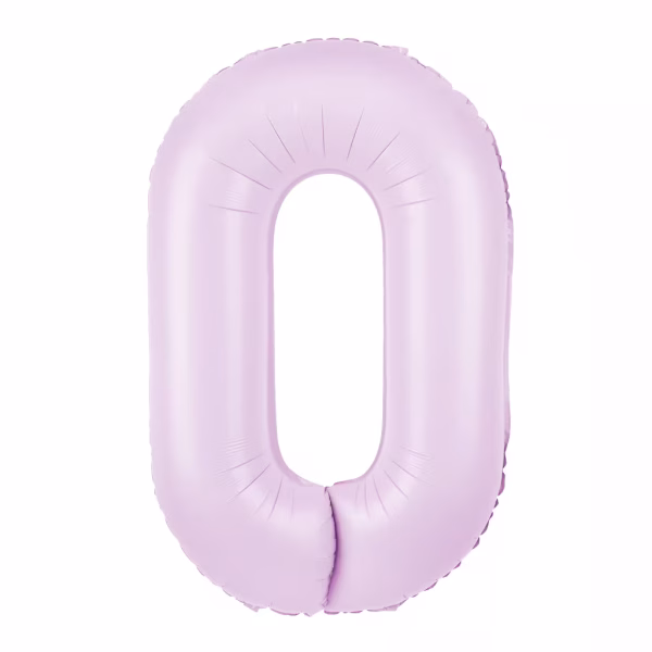 Balon din folie gigant cifra 0 nuanta roz lila mat ideal pentru decoruri elegante si umflare cu heliu