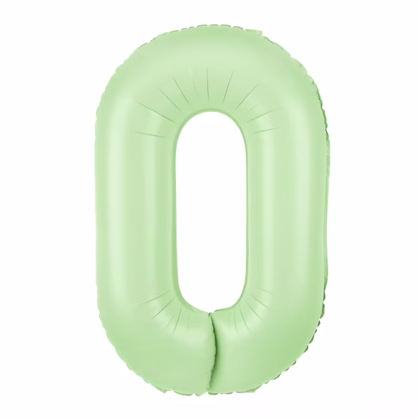 Balon din folie gigant cifra 0 nuanta verde fistic mat ideal pentru decoruri naturale si umflare cu heliu