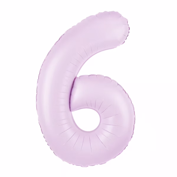 Balon gigant cifra 6 din folie roz lila mat adaugand un plus de eleganta aranjamentelor cu baloane