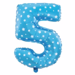 Balon din folie cifra 5 albastru cu stele albe calitate premium