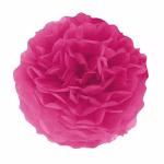 Pompom din hartie roz fuchsia complet desfacut cu diametrul de 25 cm oferind o culoare intensa si vibranta pentru petreceri