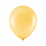 Set 50 Baloane Latex Aurii Metalizate Premium 27cm Balon din latex auriu cu finisaj metalizat si o forma rotunda perfecta, asezat pe fundal alb.