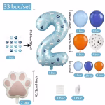 Schema detaliata a componentelor setului incluzand cifra 2 de 81 centimetri baloane folie labuta baloane latex asortate si coala cu stickere