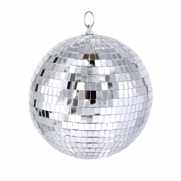 Glob Disco Cu Oglinzi Argintiu Premium 20 cm Glob disco argintiu acoperit complet cu oglinzi patrate prevazut cu o agatatoare metalica robusta.