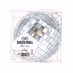 Cutie patrata din carton natur in care este ambalat globul disco, cu o eticheta rotunda PartyPal pe lateral. Nota: Dimensiunile din imagine au rol pur ilustrativ.