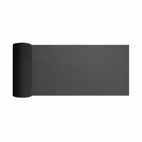 Rola Tul Neted Negru 15cm x 9m Rola de tul neted negru desfacuta partial pentru a arata culoarea intensa si transparenta eleganta pe un fundal alb