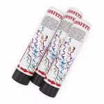 Set 3 Tuburi Confetti Fasii Lungi Multicolor Set de trei tuburi albe pentru confetti de 11 centimetri decorate cu elemente grafice tip fasii colorate si sageti rosii pentru instructiuni de actionare