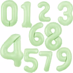 Balon Folie Cifra 0-9 Verde Fistic Mat 100cm Colectia completa de baloane gigant din folie cifrele de la 0 la 9 in culoarea verde fistic mat perfecte pentru umflarea cu heliu si decoruri naturale