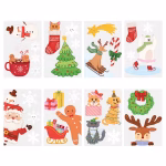 Set de 30 de autocolante pentru fereastra cu tematica de Craciun incluzand fulgi de nea, Mos Craciun, ren, om de zapada, brad, cadouri si animalute asortate festiv
