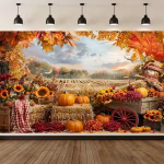 Pregateste un decor de toamna magic Comanda un background textil cu peisaj rustic si recolta Cod 812B Material premium fara cute ignifug