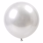 Balon Jumbo din latex de dimensiuni uriașe, perfect sferic, de culoare alb metalizat cu reflexii perlate elegante