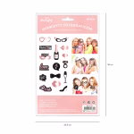 Set de 16 elemente de recuzita foto din carton cu tematica hen party, in nuante de rose gold si negru, incluzand inel de logodna, sticla de sampanie, pahar, pantof cu toc, buze si mesaje precum Bride si Bride's Drinking Team