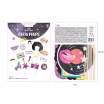 Set de 18 propsuri pentru cabina foto cu tematica disco party si k-pop incluzand chitara in forma de stea casetofon caseta audio peruca afro ochelari si mesaje tematice